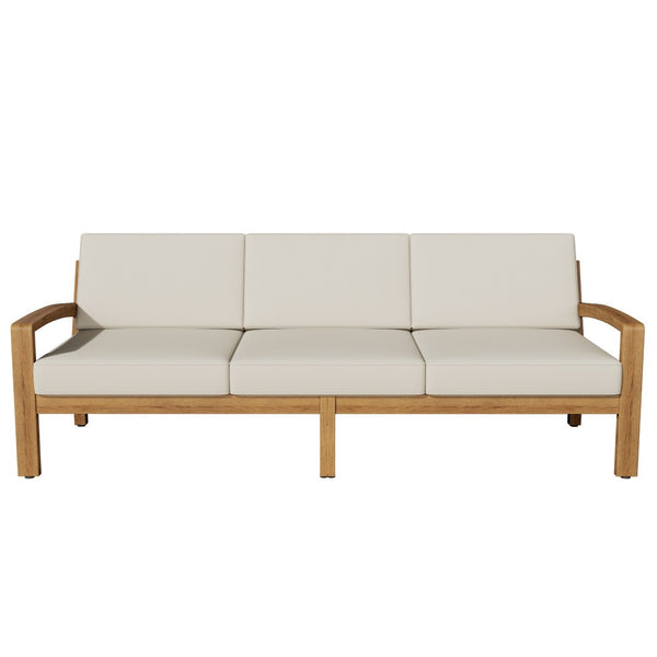 English Elm Outdoor Acacia Wood L Shaped Sectional Patio Set with Ottoman and Coffee Table N757P415475B