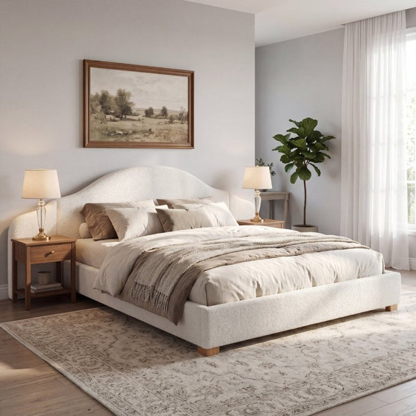English Elm King Velvet Wingback Bed with Diamond Tufting Nailhead Trim and Sleek White Legs White King N757P420045W