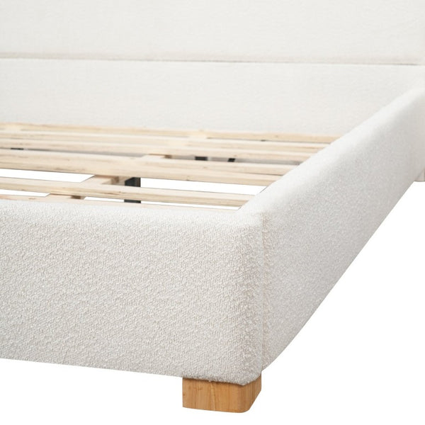 English Elm King Velvet Wingback Bed with Diamond Tufting Nailhead Trim and Sleek White Legs White King N757P420045W