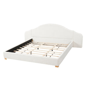 English Elm King Velvet Wingback Bed with Diamond Tufting Nailhead Trim and Sleek White Legs White King N757P420045W