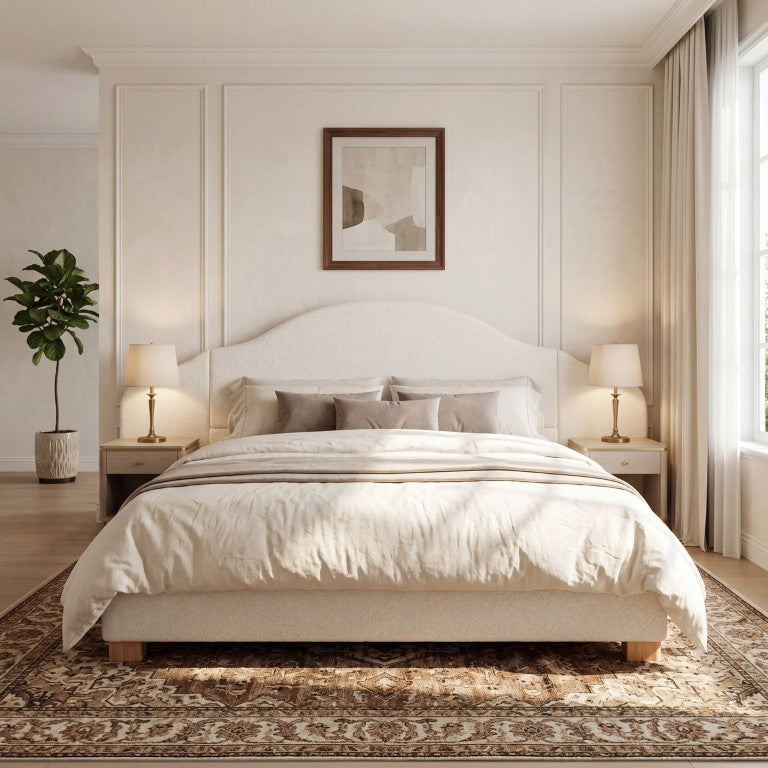 English Elm King Velvet Wingback Bed with Diamond Tufting Nailhead Trim and Sleek White Legs White King N757P420045W
