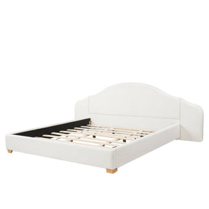 English Elm King Velvet Wingback Bed with Diamond Tufting Nailhead Trim and Sleek White Legs White King N757P420045W