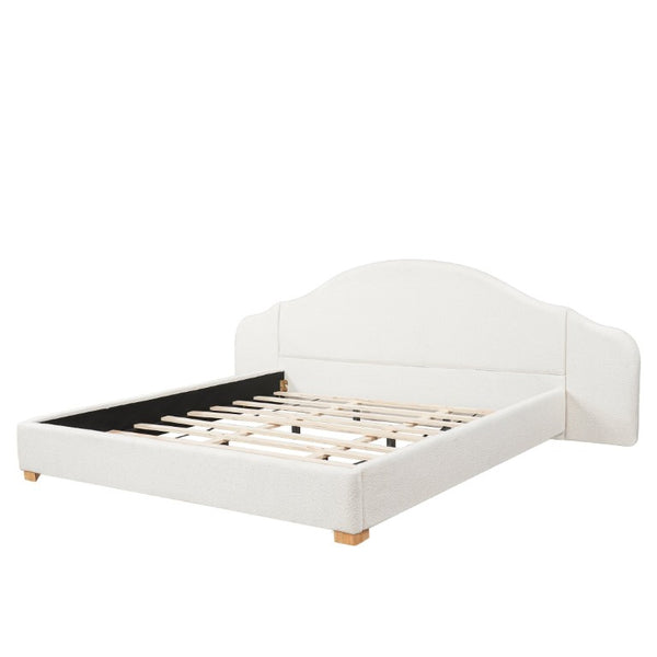 English Elm King Velvet Wingback Bed with Diamond Tufting Nailhead Trim and Sleek White Legs White King N757P420045W