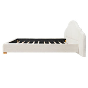 English Elm King Velvet Wingback Bed with Diamond Tufting Nailhead Trim and Sleek White Legs White King N757P420045W