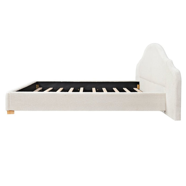 English Elm King Velvet Wingback Bed with Diamond Tufting Nailhead Trim and Sleek White Legs White King N757P420045W