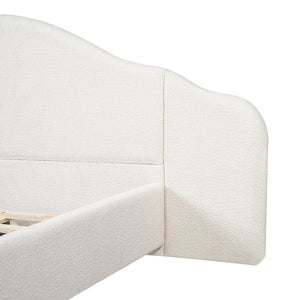 English Elm King Velvet Wingback Bed with Diamond Tufting Nailhead Trim and Sleek White Legs White King N757P420045W