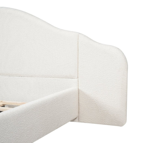 English Elm King Velvet Wingback Bed with Diamond Tufting Nailhead Trim and Sleek White Legs White King N757P420045W