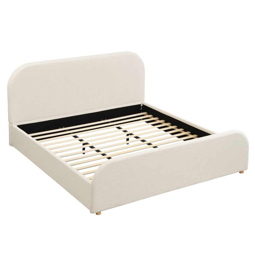 English Elm Ck Upholstered Platform Bed High Padded Headboard Sculptural Bedroom Frame N757P427672I