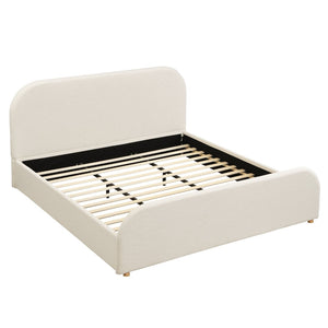 English Elm Ck Upholstered Platform Bed High Padded Headboard Sculptural Bedroom Frame N757P427672I