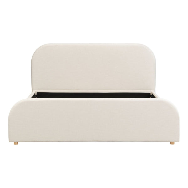English Elm Ck Upholstered Platform Bed High Padded Headboard Sculptural Bedroom Frame N757P427672I