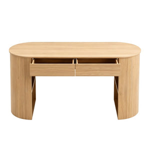 English Elm Storage Writing Desk with Sculptural Curved Base and Built in Shelves for Home Office N757P430797N