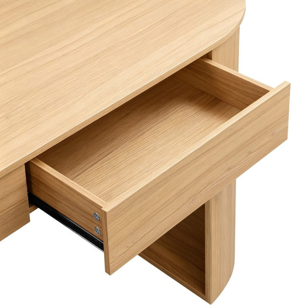 English Elm Storage Writing Desk with Sculptural Curved Base and Built in Shelves for Home Office N757P430797N
