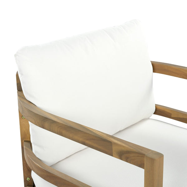 English Elm Outdoor Solid Acacia High Back Lounge Chair with Ergonomic Support for Patio Decks N757P438551B