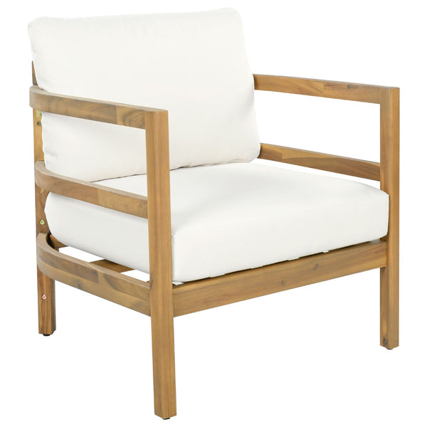 English Elm Outdoor Solid Acacia High Back Lounge Chair with Ergonomic Support for Patio Decks N757P438551B