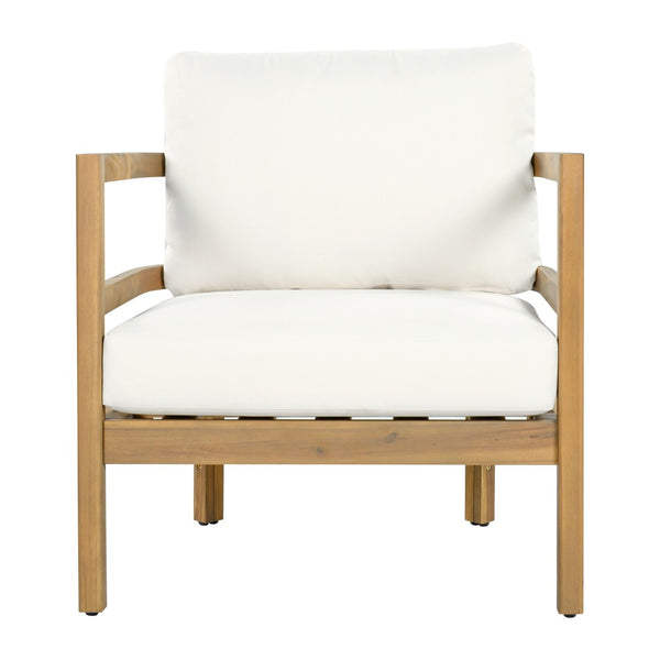 English Elm Outdoor Solid Acacia High Back Lounge Chair with Ergonomic Support for Patio Decks N757P438551B