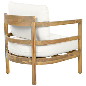 English Elm Outdoor Solid Acacia High Back Lounge Chair with Ergonomic Support for Patio Decks N757P438551B
