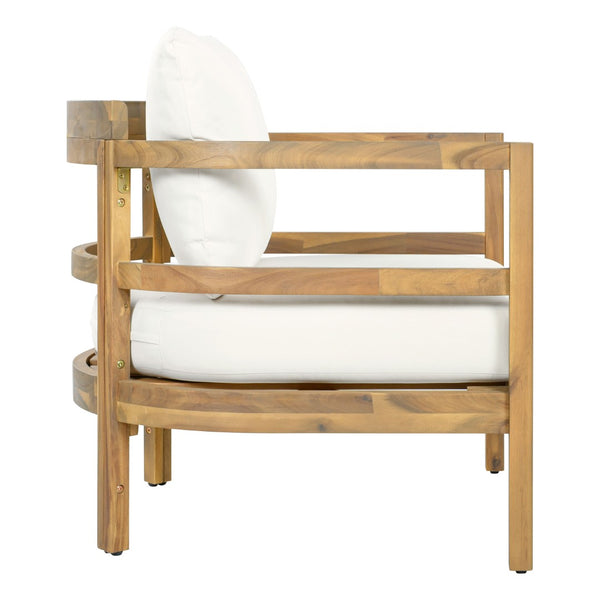 English Elm Outdoor Solid Acacia High Back Lounge Chair with Ergonomic Support for Patio Decks N757P438551B