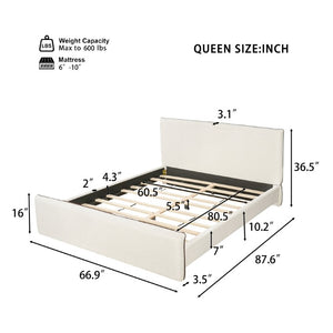 English Elm King Velvet Wingback Bed with Diamond Tufting Nailhead Trim and Sleek White Legs Beige Queen N757P442434I