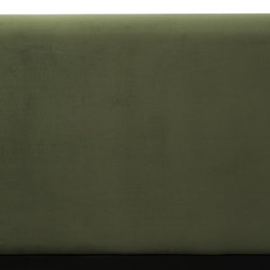 English Elm California King Velvet Upholstered Bed Curved Thick Headboard Solid Wood Legs Platform N757P469087V