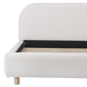 English Elm California King Boucle Upholstered Bed Curved Thick Headboard Solid Wood Legs Modern N757P469087W