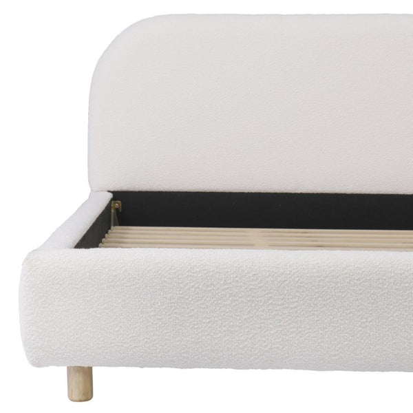 English Elm California King Boucle Upholstered Bed Curved Thick Headboard Solid Wood Legs Modern N757P469087W