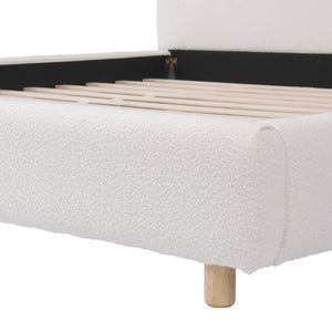 English Elm California King Boucle Upholstered Bed Curved Thick Headboard Solid Wood Legs Modern N757P469087W