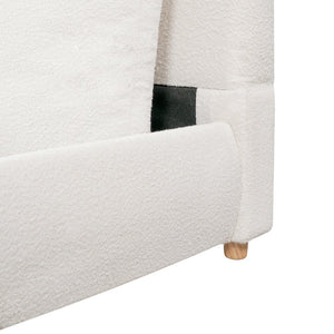 English Elm Queen Boucle Platform Bed Solid Wood Legs Foam Pillow Headboard Modern Bedroom N757Q246141W-2