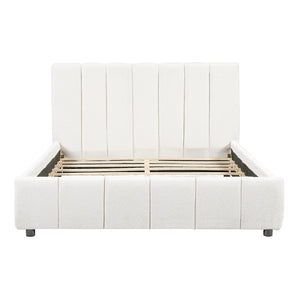 English Elm Queen Boucle Upholstered Bed Tufted Oversized Headboard Minimalist Bedroom Frame N757Q401168W