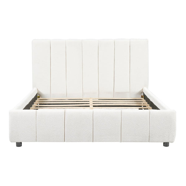 English Elm Queen Boucle Upholstered Bed Tufted Oversized Headboard Minimalist Bedroom Frame N757Q401168W