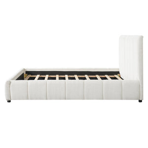 English Elm Queen Boucle Upholstered Bed Tufted Oversized Headboard Minimalist Bedroom Frame N757Q401168W