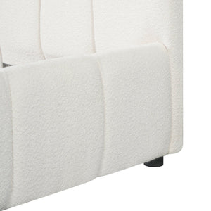 English Elm Queen Boucle Upholstered Bed Tufted Oversized Headboard Minimalist Bedroom Frame N757Q401168W