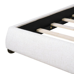 English Elm Queen Linen Upholstered Platform Bed Pillow Back Headboard Modern Bedroom Frame N757Q420231W
