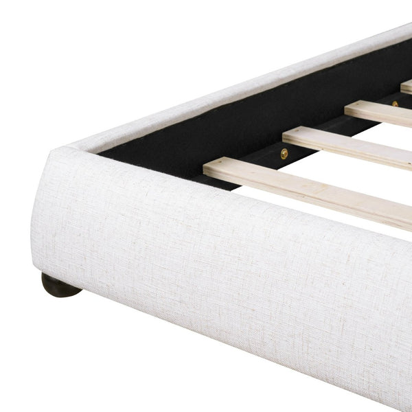 English Elm Queen Linen Upholstered Platform Bed Pillow Back Headboard Modern Bedroom Frame N757Q420231W