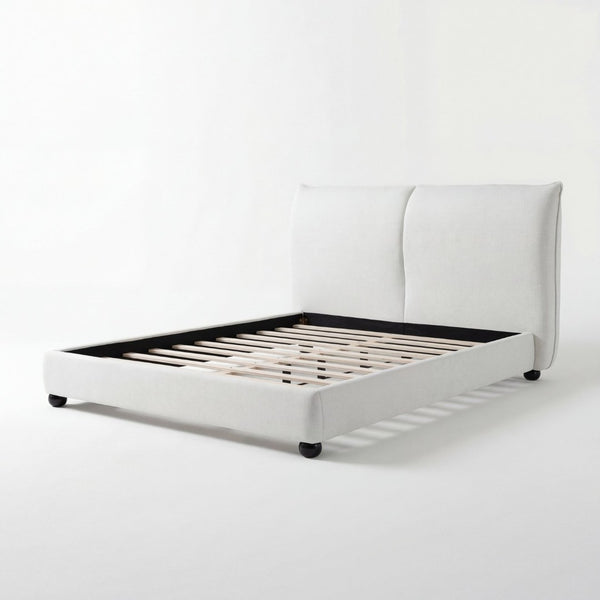 English Elm Queen Linen Upholstered Platform Bed Pillow Back Headboard Modern Bedroom Frame N757Q420231W