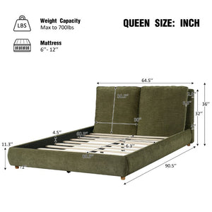 English Elm King Velvet Wingback Bed with Diamond Tufting Nailhead Trim and Sleek White Legs Olive Green Queen N757Q508022V