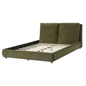 English Elm King Velvet Wingback Bed with Diamond Tufting Nailhead Trim and Sleek White Legs Olive Green Queen N757Q508022V