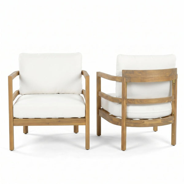 English Elm Outdoor Solid Acacia Wood High Back Lounge Chair Set Patio Ergonomic Seating N757S238551B