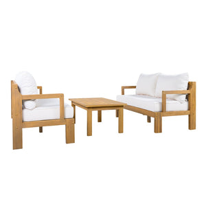 English Elm Outdoor Acacia Wood 5 Seat Modular Patio Sectional Set with Low Profile Coffee Table N757S388745N