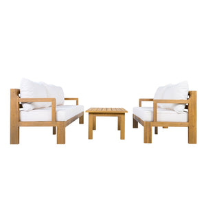 English Elm Outdoor Acacia Wood 5 Seat Modular Patio Sectional Set with Low Profile Coffee Table N757S388745N