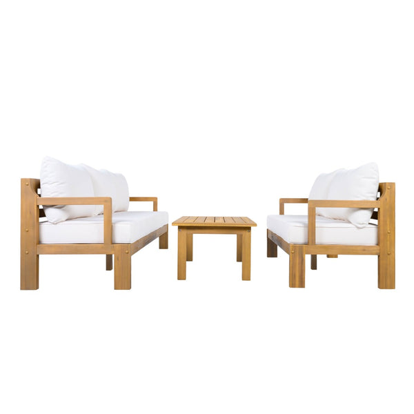English Elm Outdoor Acacia Wood 5 Seat Modular Patio Sectional Set with Low Profile Coffee Table N757S388745N