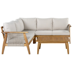 English Elm Outdoor Acacia Wood Rope Weave 4 Piece Sectional Set for Patio Resort Style N757S408828B