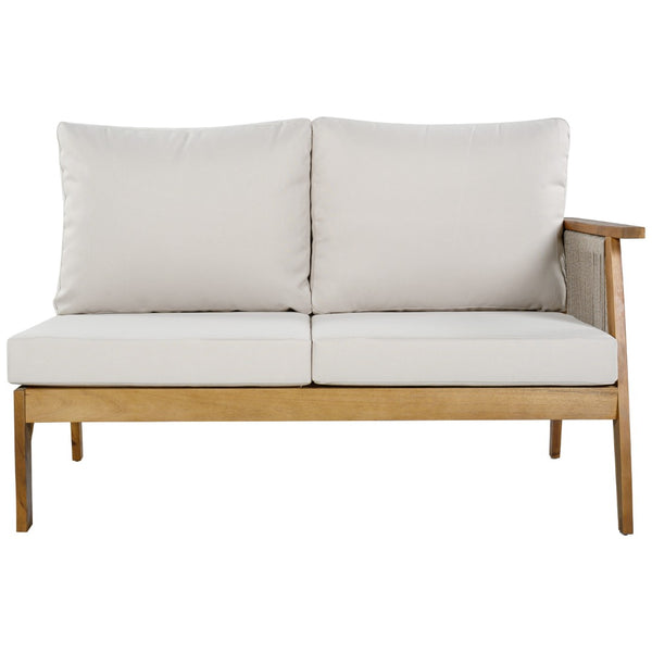 English Elm Outdoor Acacia Wood Rope Weave 4 Piece Sectional Set for Patio Resort Style N757S408828B