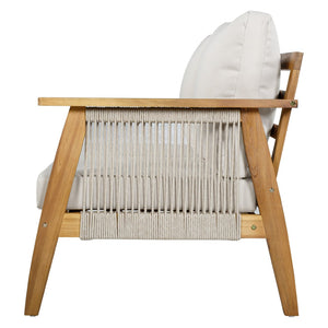 English Elm Outdoor Acacia Wood Rope Weave 4 Piece Sectional Set for Patio Resort Style N757S408828B