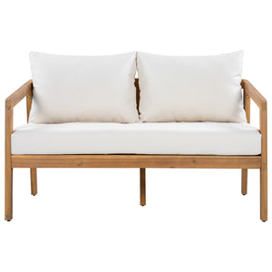 English Elm Outdoor Solid Acacia Wood 4 Piece Patio Chat Set with Thick Cushioned Seating N757S495517I