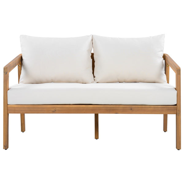 English Elm Outdoor Solid Acacia Wood 4 Piece Patio Chat Set with Thick Cushioned Seating N757S495517I