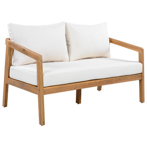 English Elm Outdoor Solid Acacia Wood 4 Piece Patio Chat Set with Thick Cushioned Seating N757S495517I