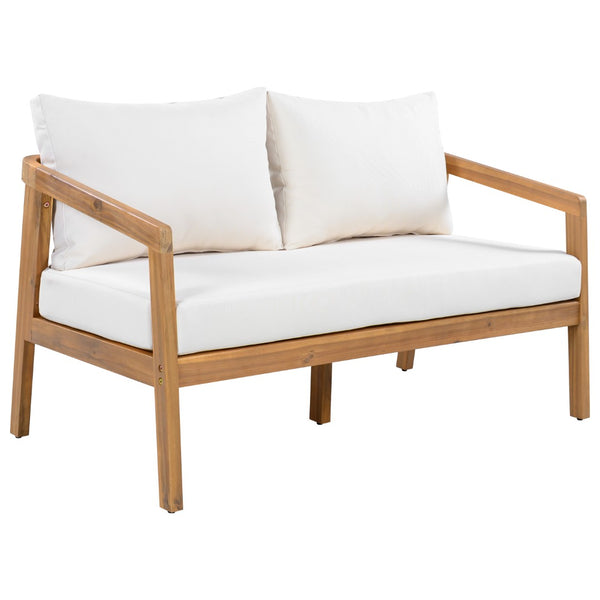 English Elm Outdoor Solid Acacia Wood 4 Piece Patio Chat Set with Thick Cushioned Seating N757S495517I