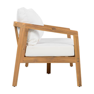 English Elm Outdoor Solid Acacia Wood 4 Piece Patio Chat Set with Thick Cushioned Seating N757S495517I