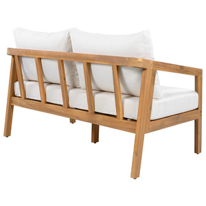 English Elm Outdoor Solid Acacia Wood 4 Piece Patio Chat Set with Thick Cushioned Seating N757S495517I