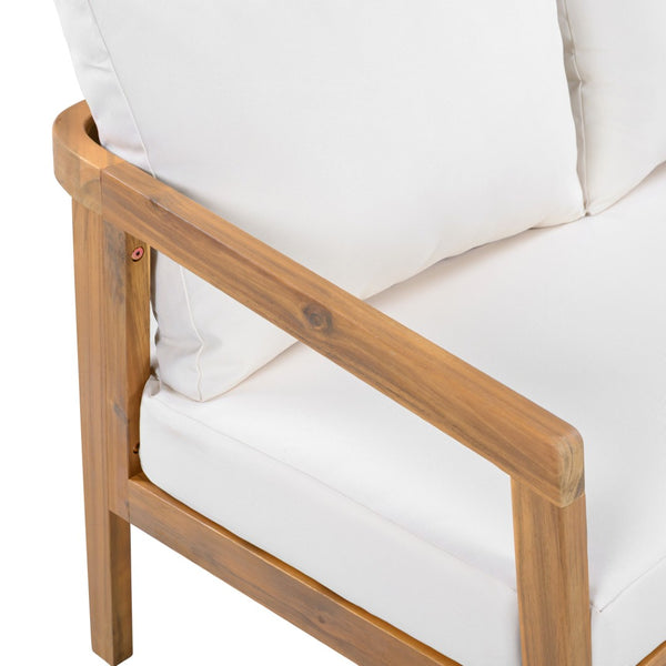 English Elm Outdoor Solid Acacia Wood 4 Piece Patio Chat Set with Thick Cushioned Seating N757S495517I